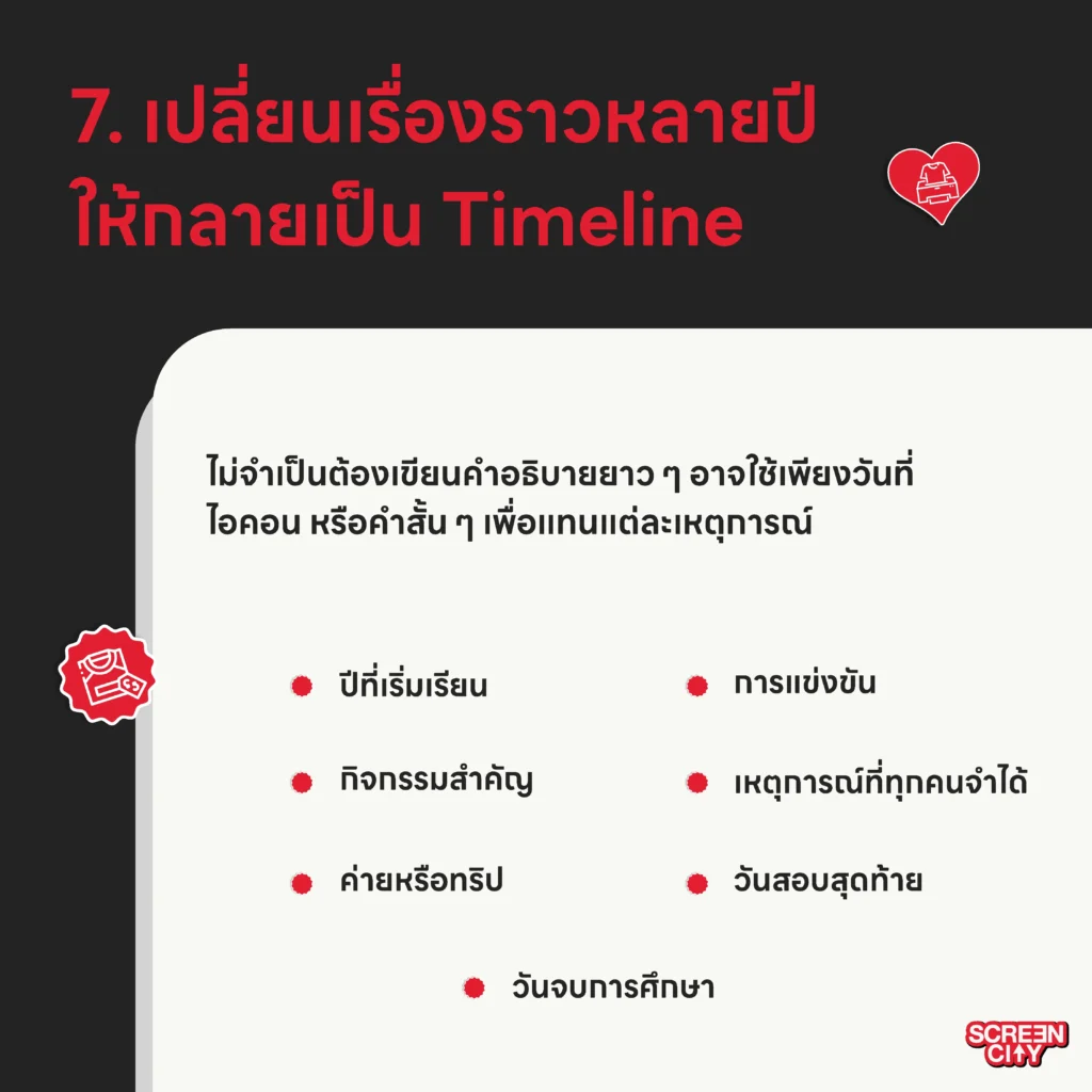 เปลี่ยนเรื่องราวหลายปีให้กลายเป็น Timeline